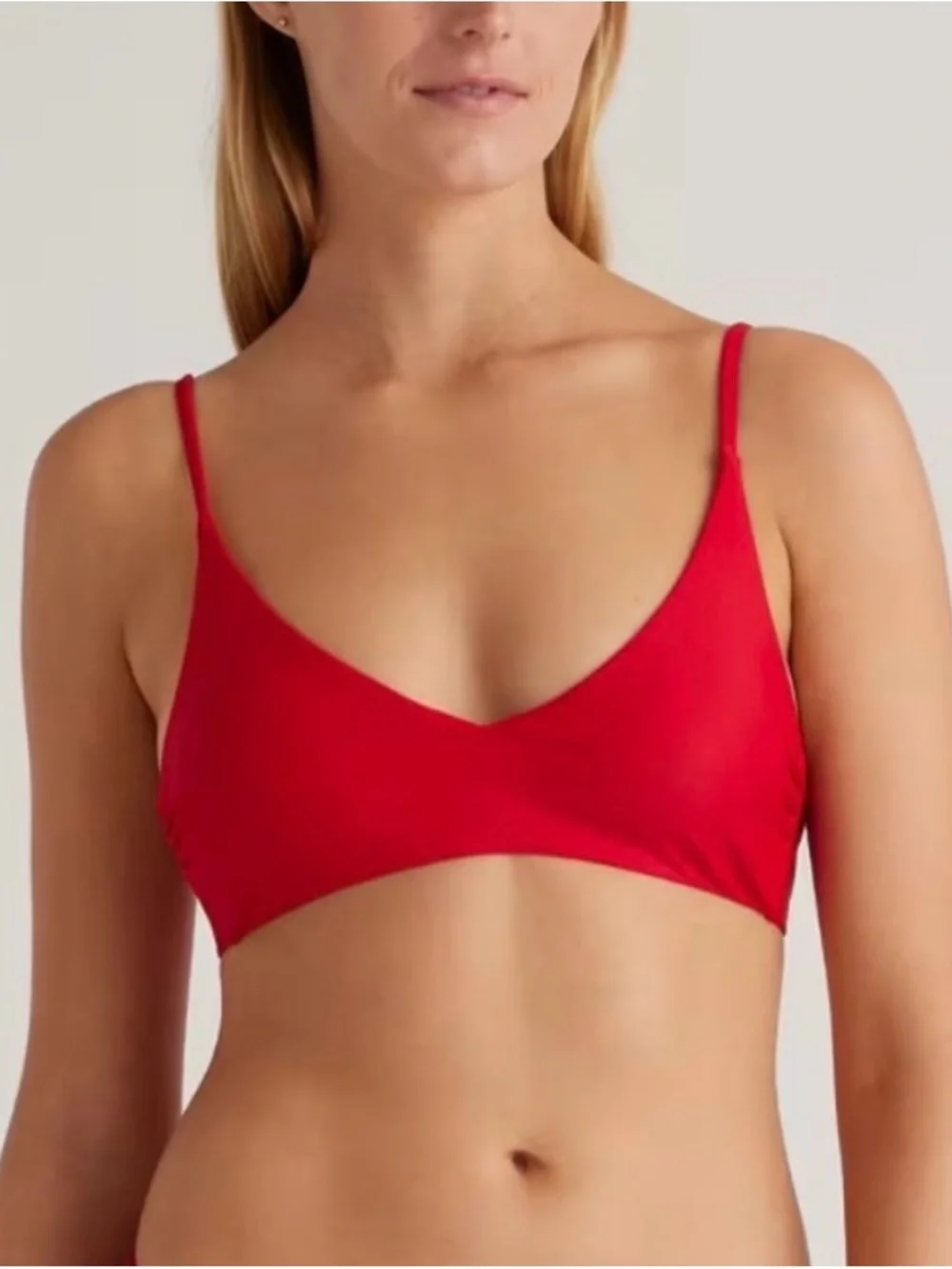 Quince Italian V-Neck Bikini in Red
